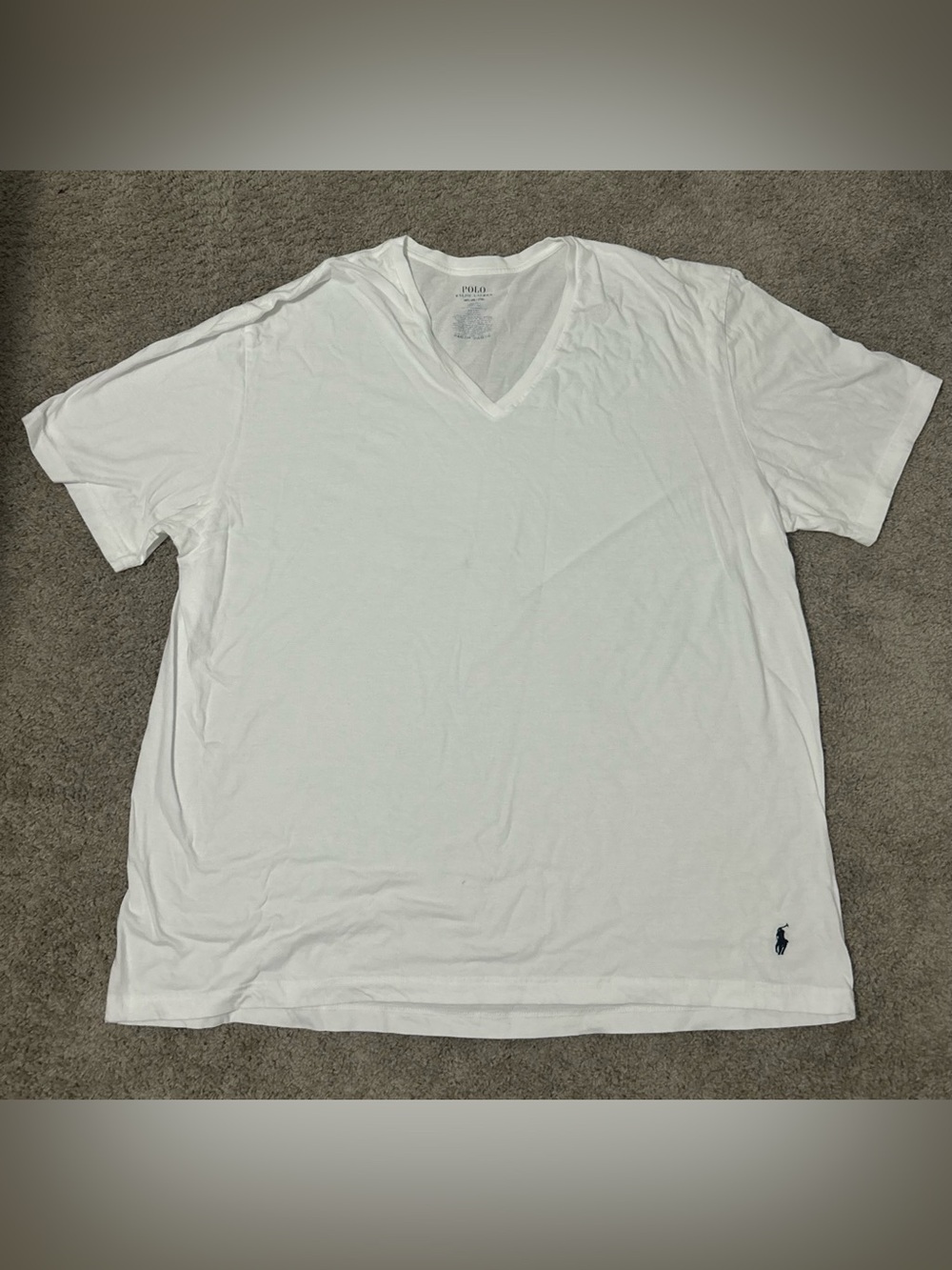 Polo Ralph Lauren Men’s Big & Tall 3XLT White V-Neck Logo Cotton Jersey Tee